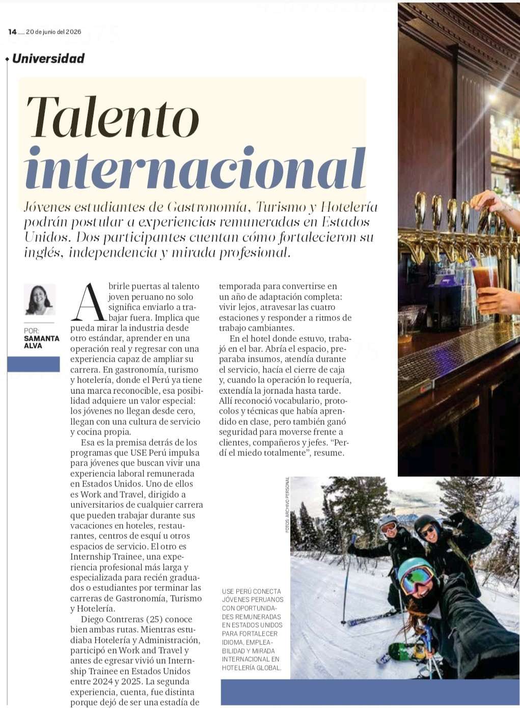 Jóvenes estudiantes de Gastronomía, Turismo y Hotelería podrán postular a experiencias remuneradas en Estados Unidos