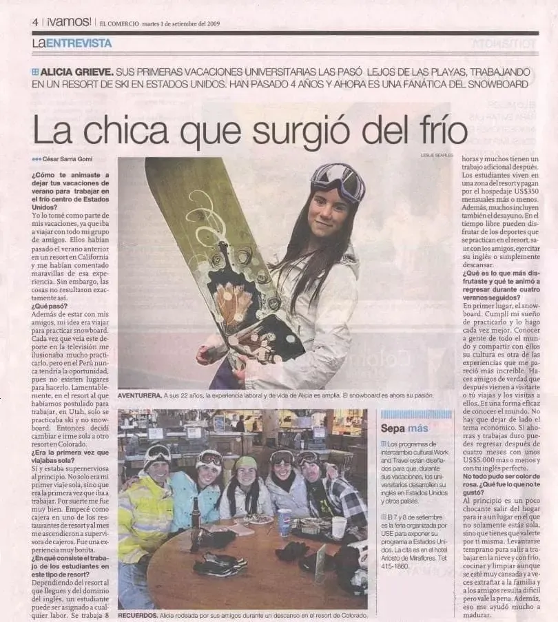 Recorte de El Comercio sobre USE (01/09/2009)